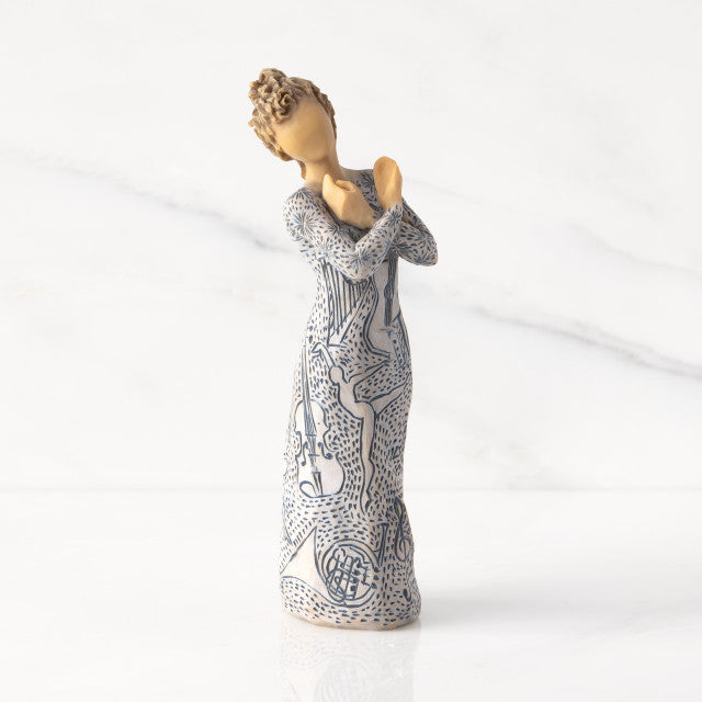 Detail view of Music Speaks Figurine – Lighter Skin Musician Gift for musicians and performers