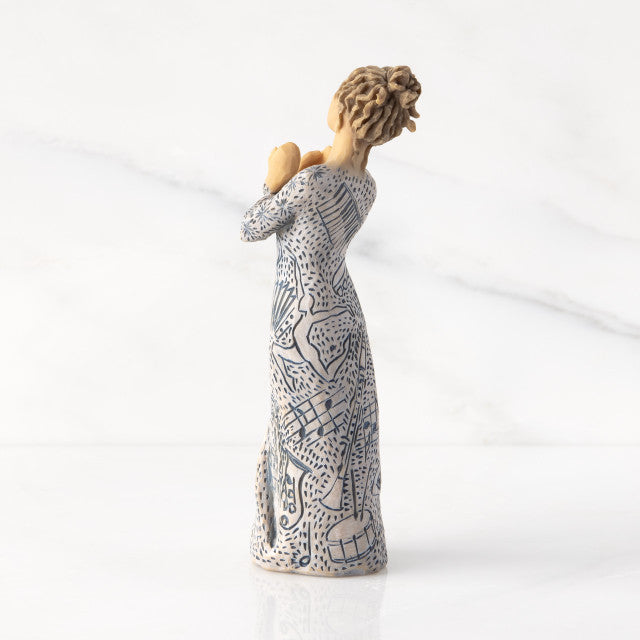 Detail view of Music Speaks Figurine – Lighter Skin Musician Gift for musicians and performers